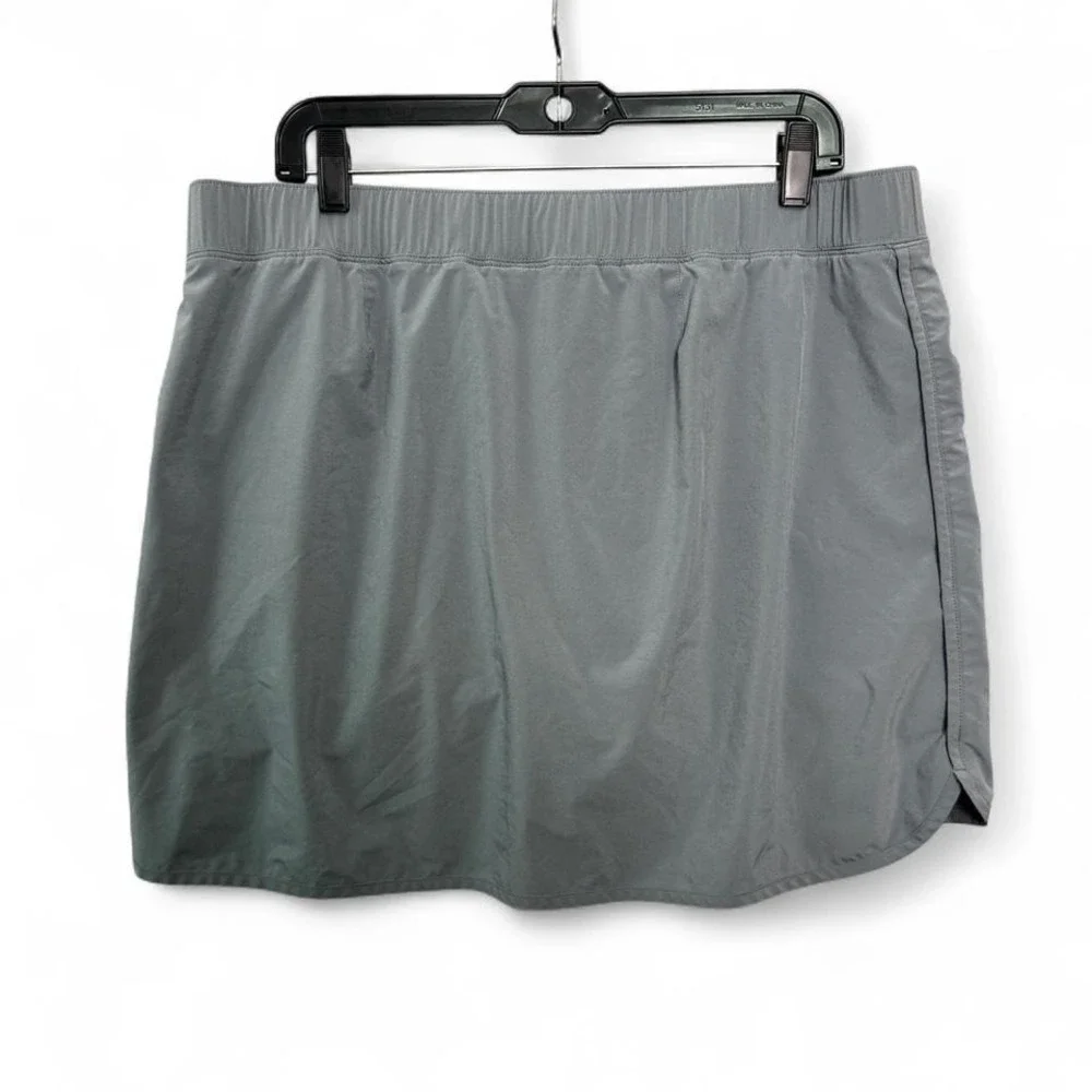 Athleta Gray‎ Athletic Skort Womens XL Built-In Shorts Zip Pocket Active Tennis